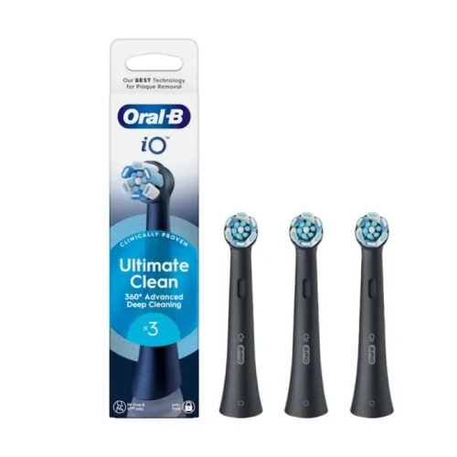 Oral-B iO Testine Di Ricambio Ultimate Clean colore Nero, 3 Pezzi